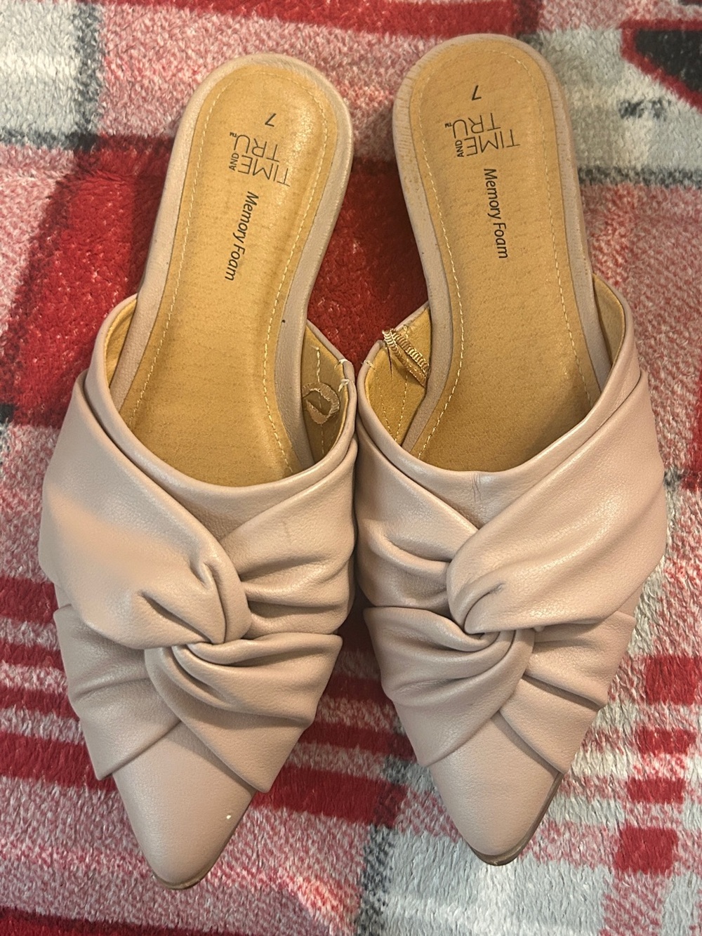 Time and Tru Pink Knotted Pointed-Toe Slide Mule